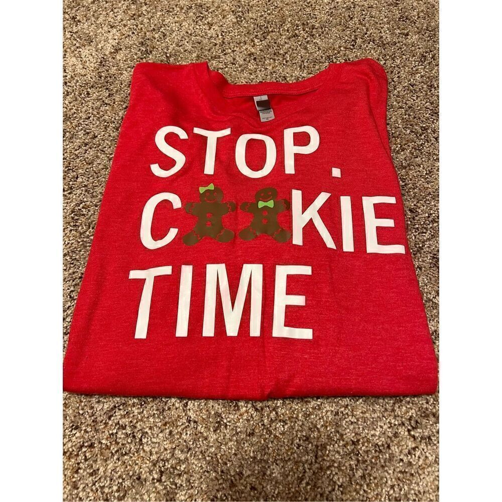 Bella Canvas Christmas Stop Cookie Time Red Tee T-shirt T